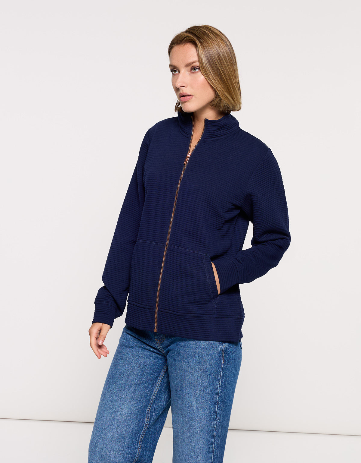 Chaqueta Cremallera Azul Marino - Tigia 3