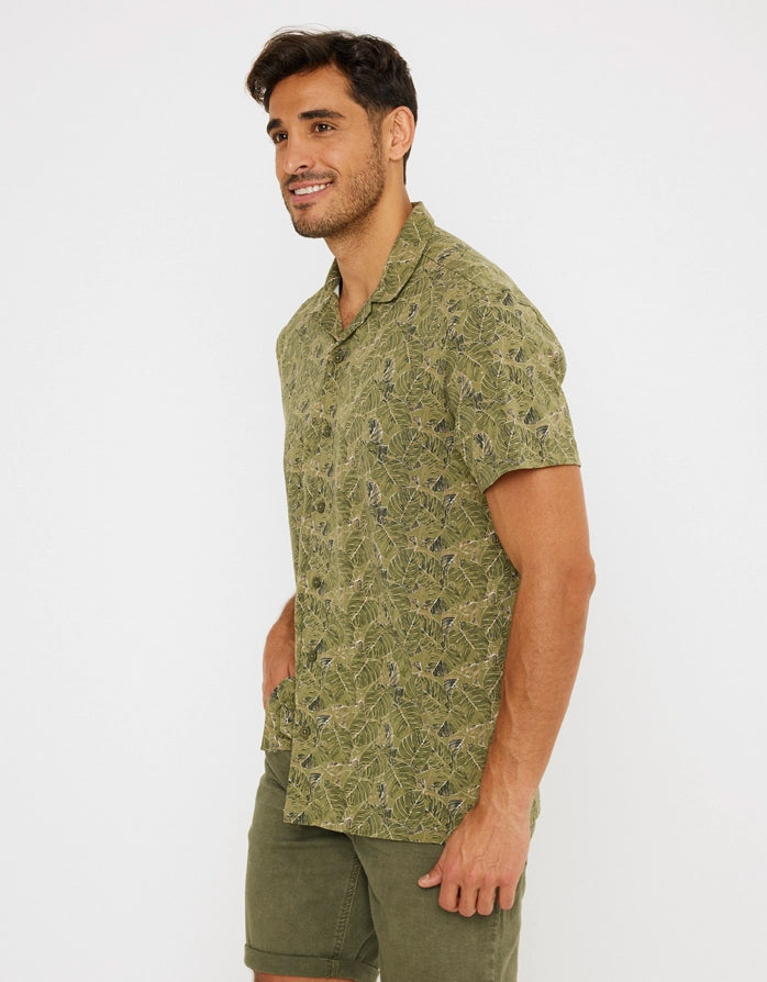 Camisa Manga Corta Estampado Caqui - Semu 3