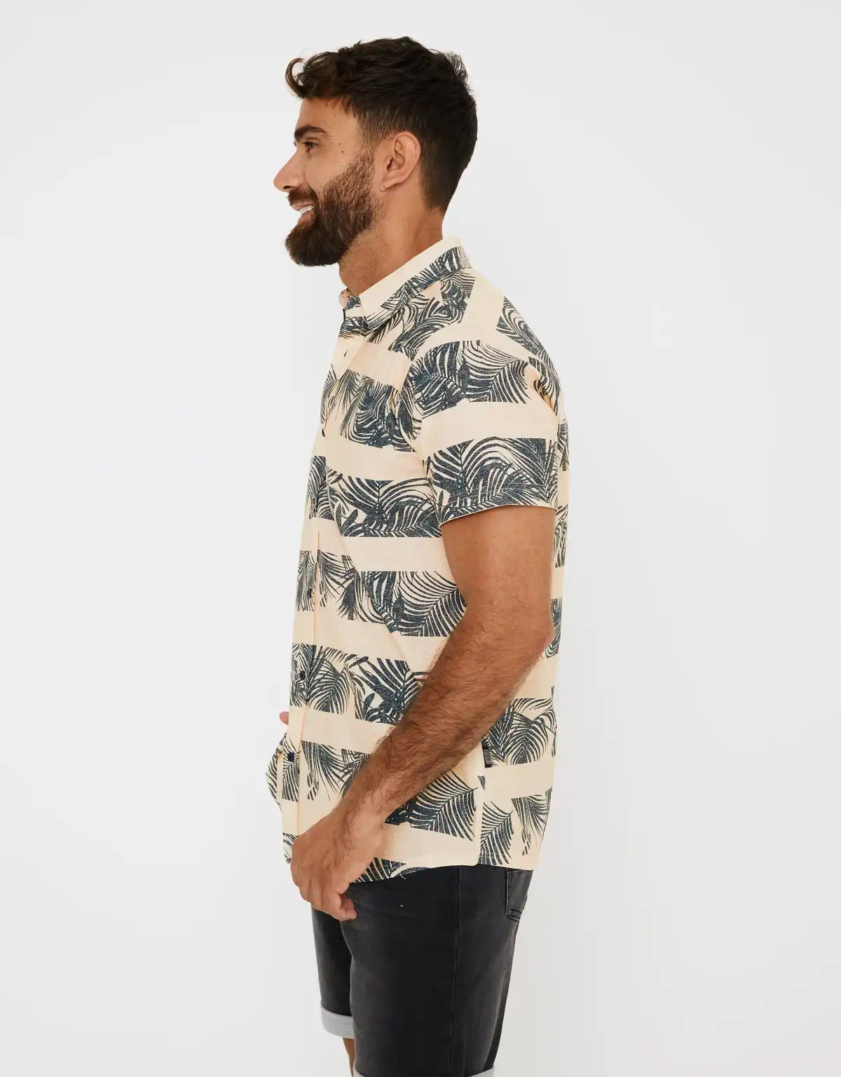 Camisa Manga Corta Estampada Rayas - Spiridion 