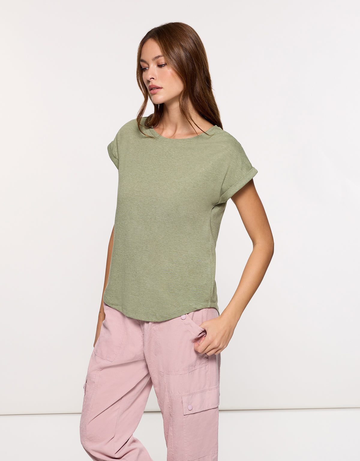 Khaki T-Shirt mit kurzen Ärmeln - Luma