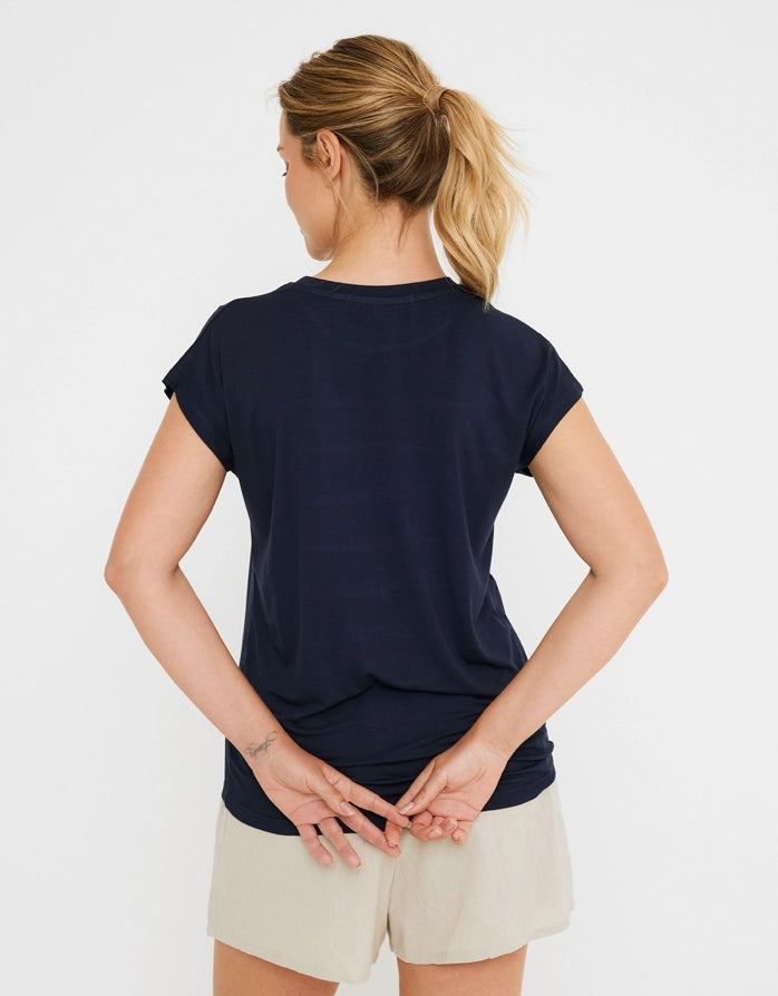 Marineblaues T-Shirt mit kurzen Ärmeln - Laperdi