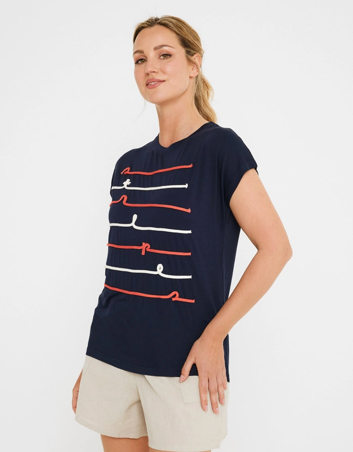 Marineblaues T-Shirt mit kurzen Ärmeln - Laperdi