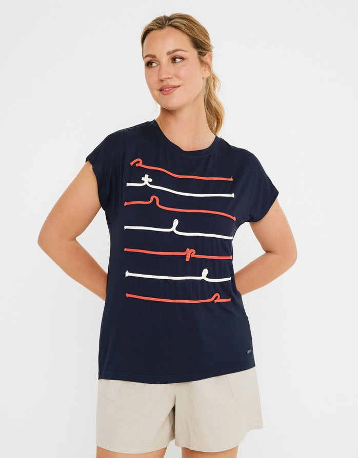 Marineblaues T-Shirt mit kurzen Ärmeln - Laperdi