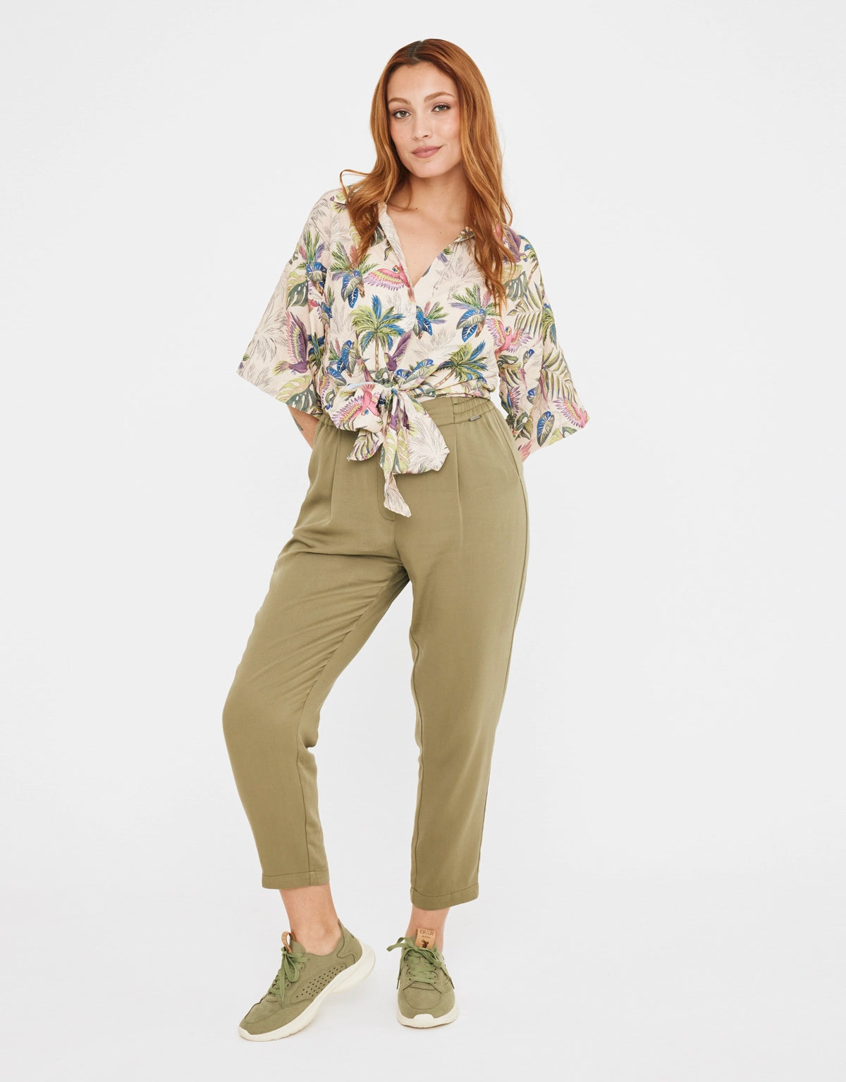 Khaki Cropped Long Pants - Celestia