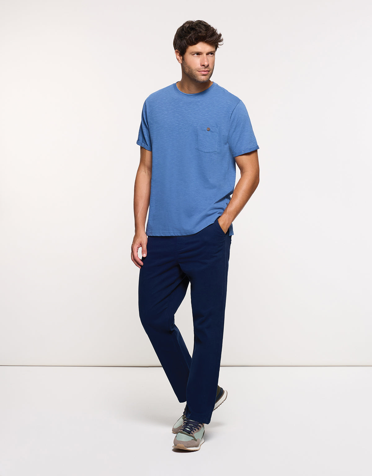 Camiseta Manga Corta Azul - Button 6