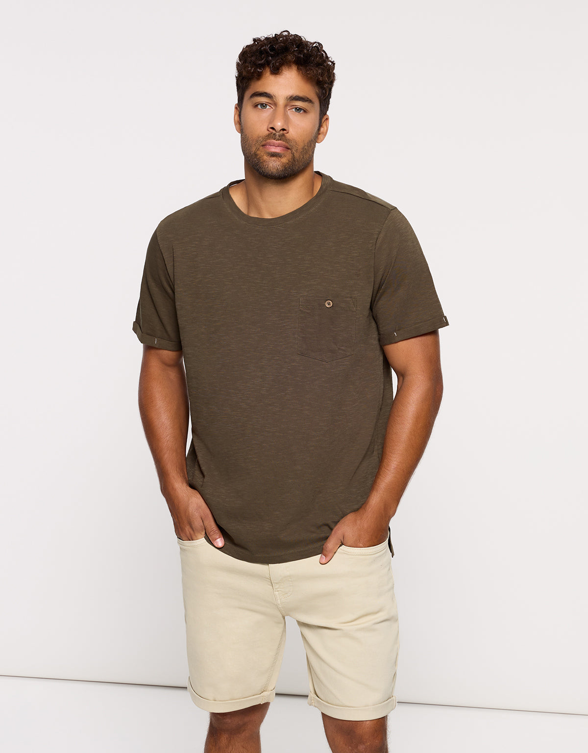 Camiseta Manga Corta Caqui - Button