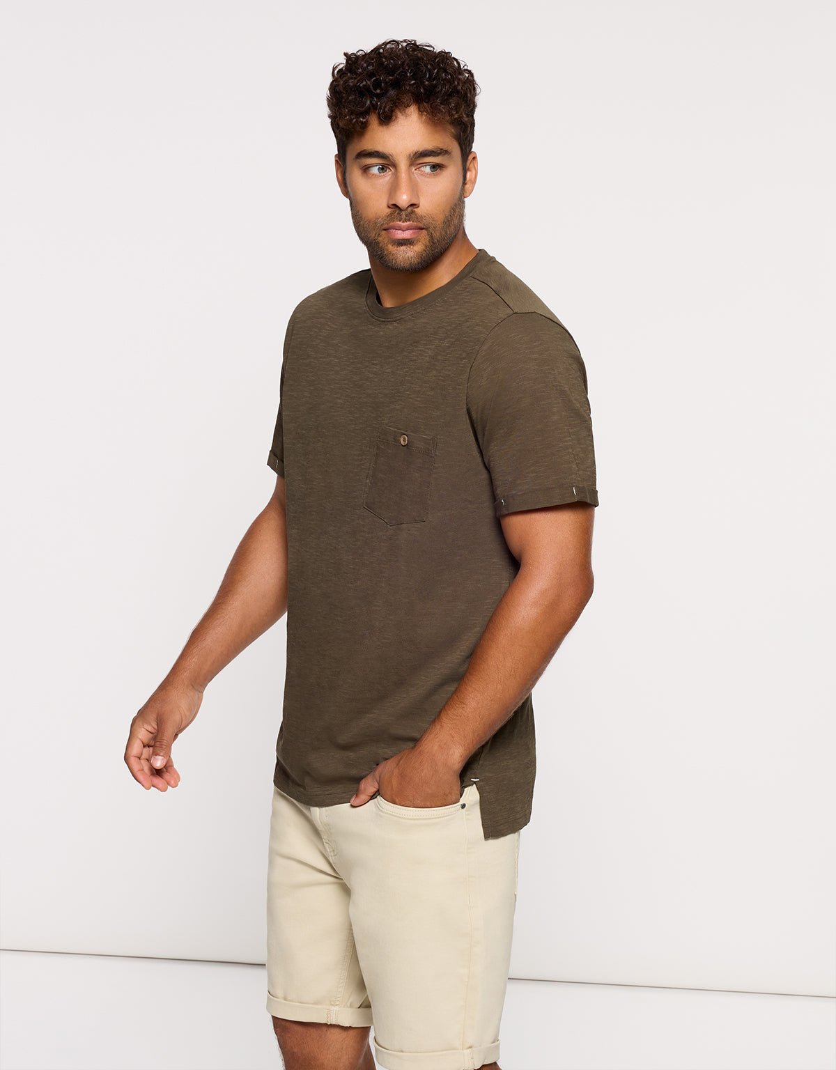 Camiseta Manga Corta Caqui - Button 3