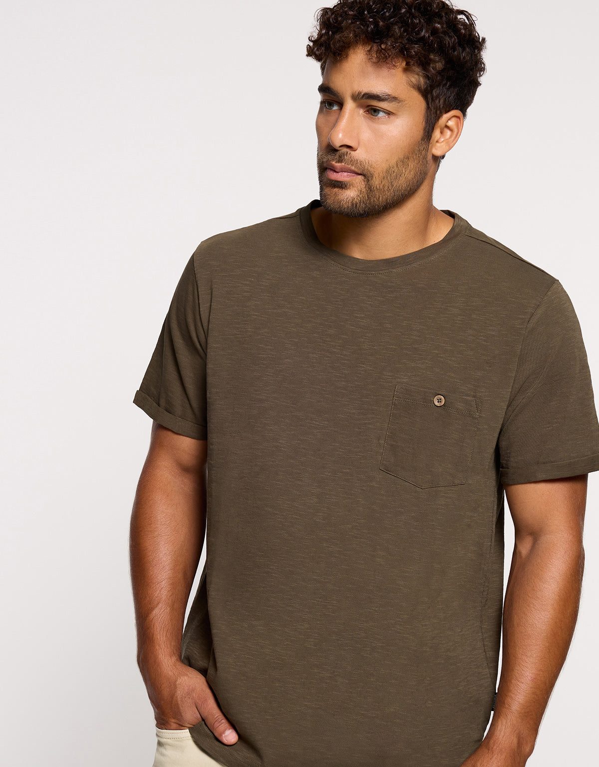 Camiseta Manga Corta Caqui - Button 5