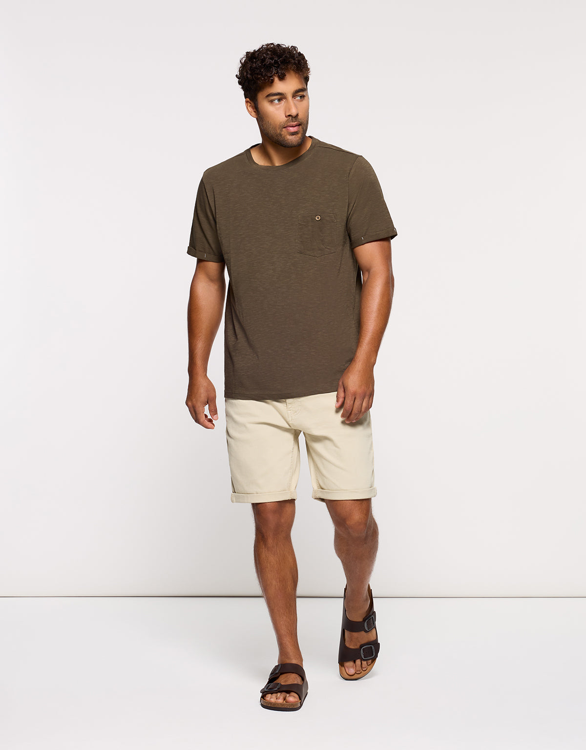 Camiseta Manga Corta Caqui - Button 6