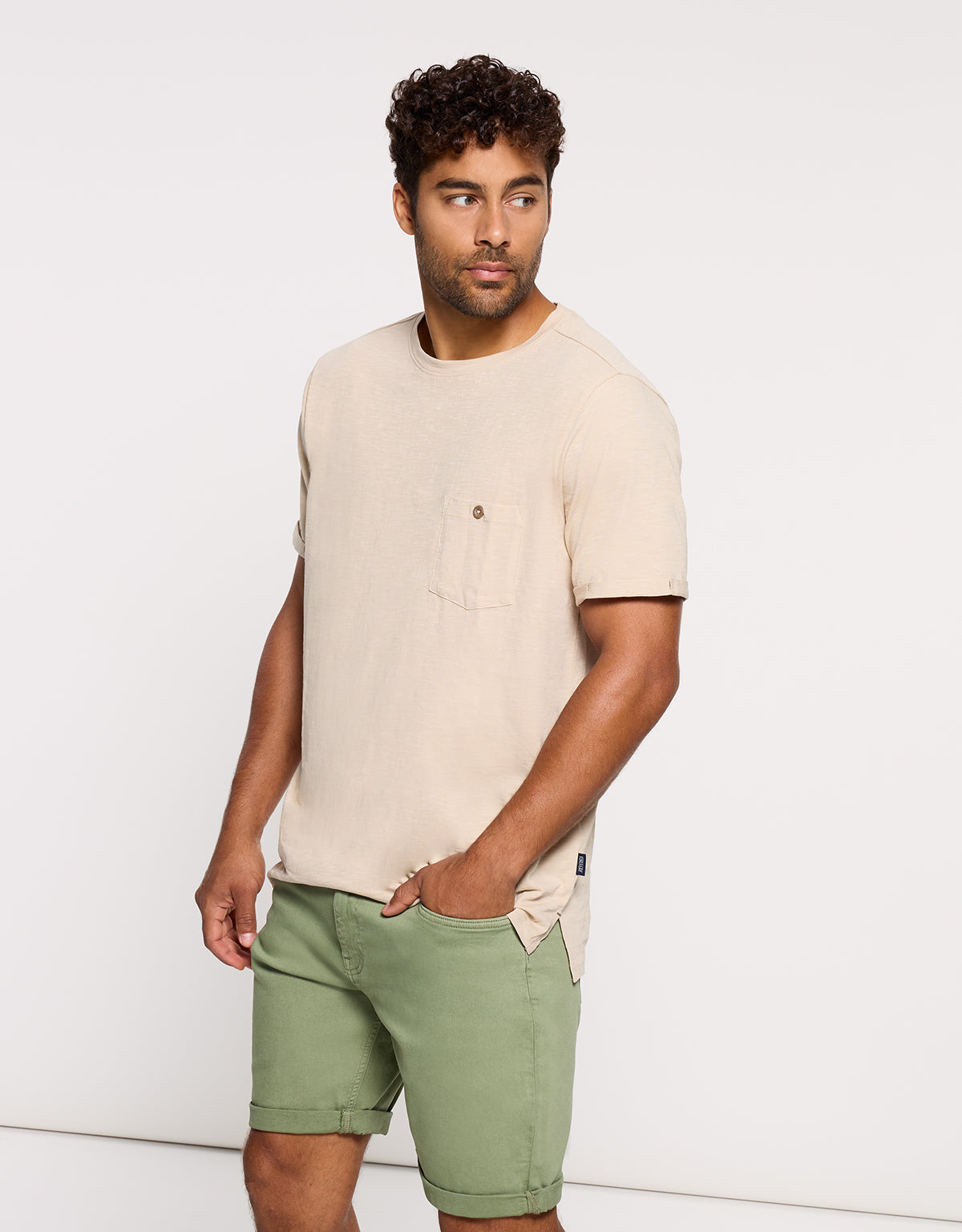 Camiseta Manga Corta Beige - Button 3