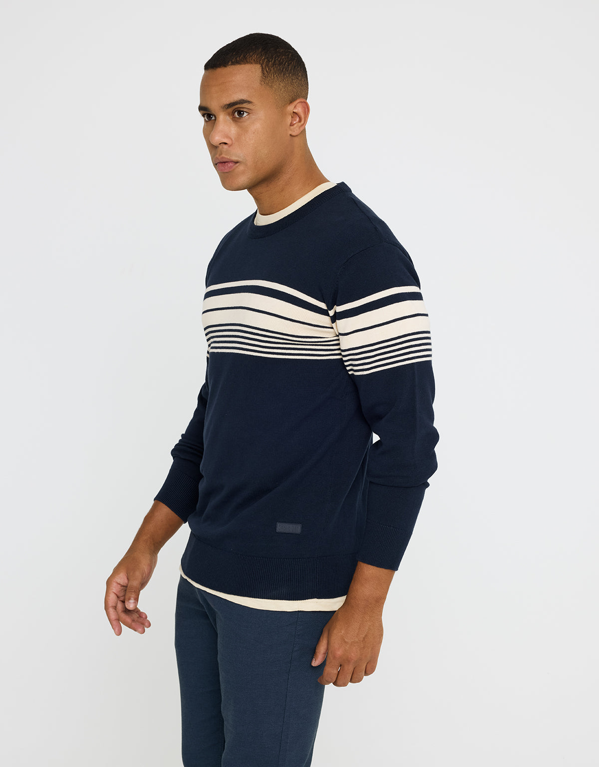 Jersey Manga Larga Rayas Azul Marino - Woldcost 