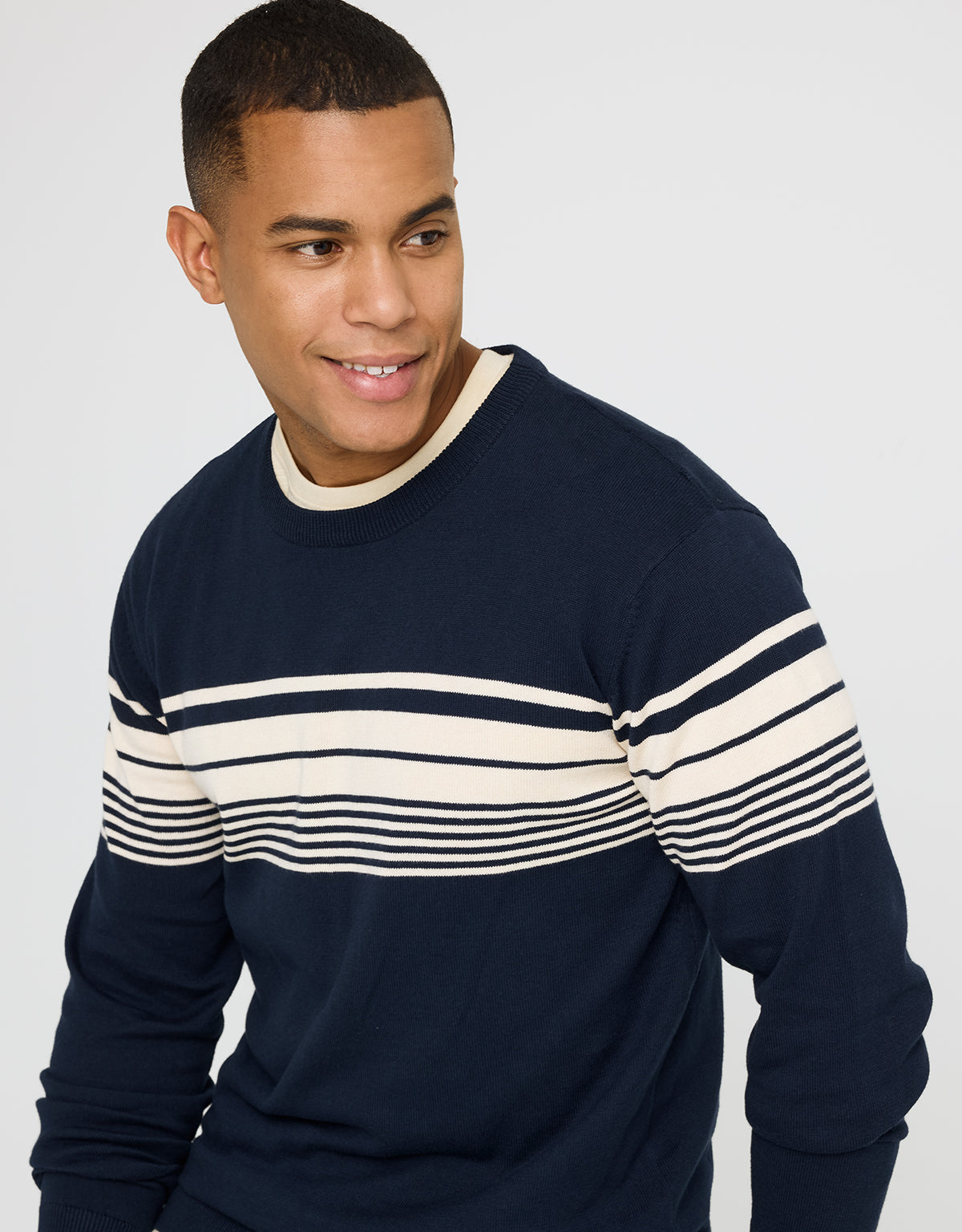 Jersey Manga Larga Rayas Azul Marino - Woldcost 
