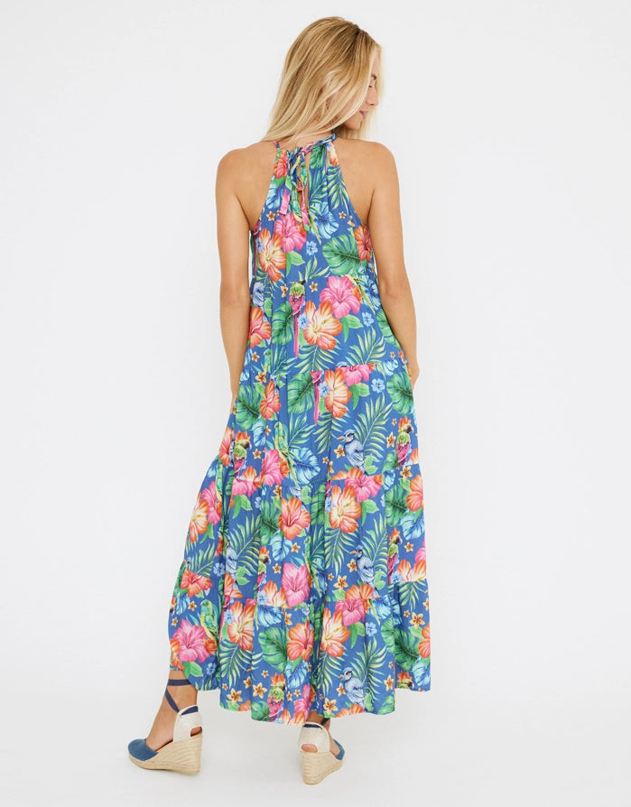 Halter Neck Printed Dress - Puindias