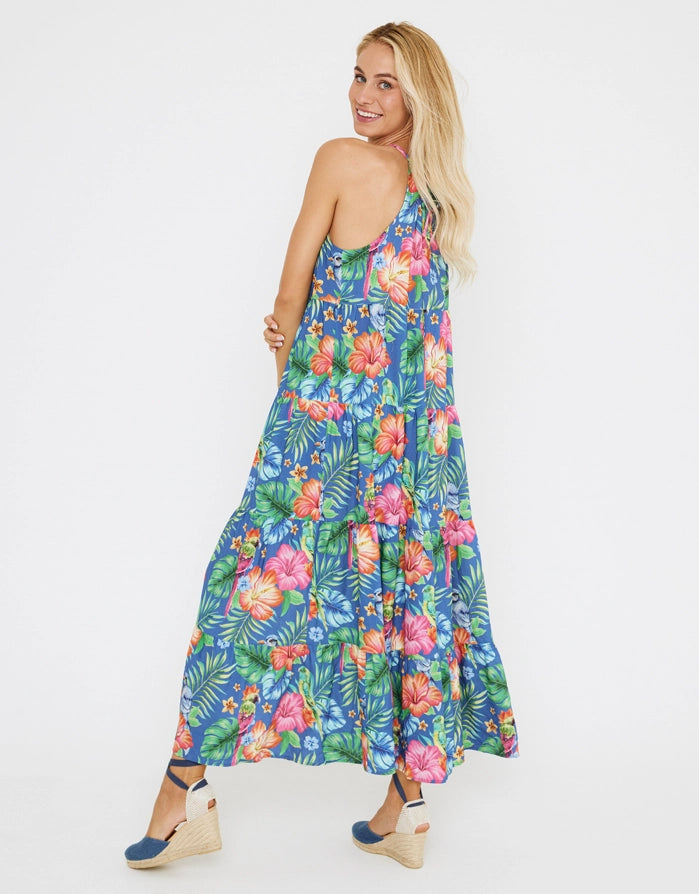 Halter Neck Printed Dress - Puindias
