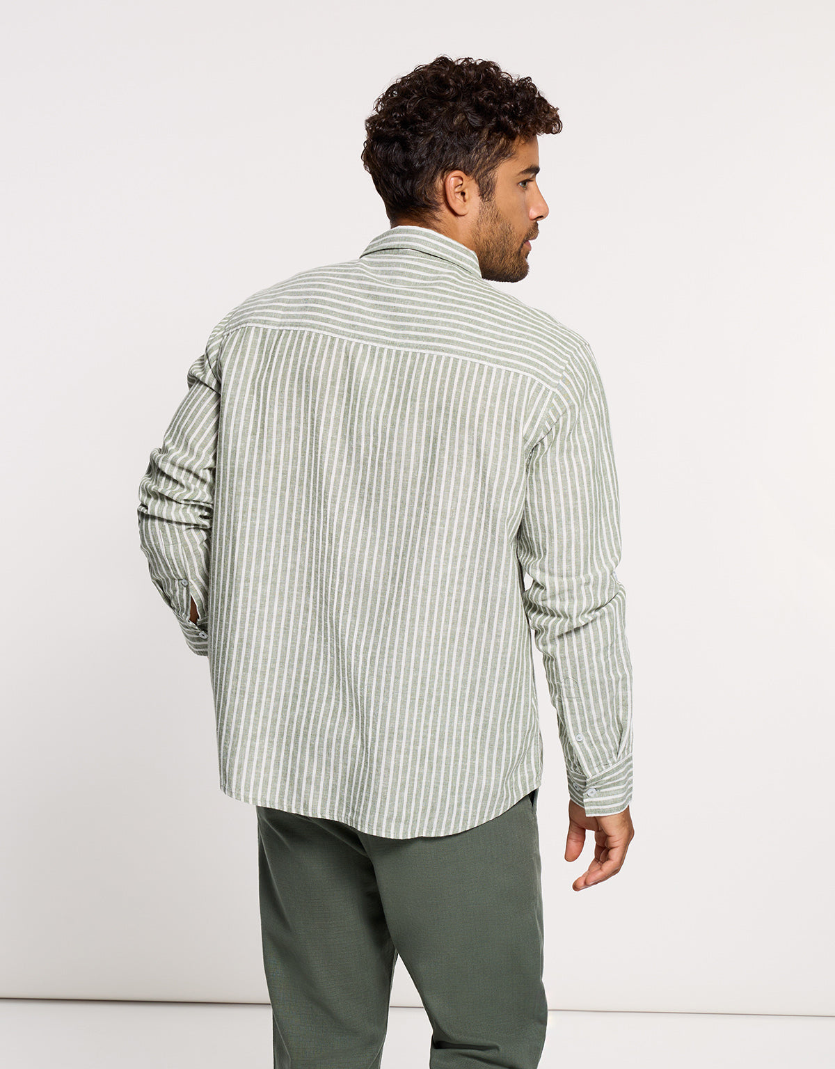 Camisa Rayas Manga Larga Verde - Ciclone 3