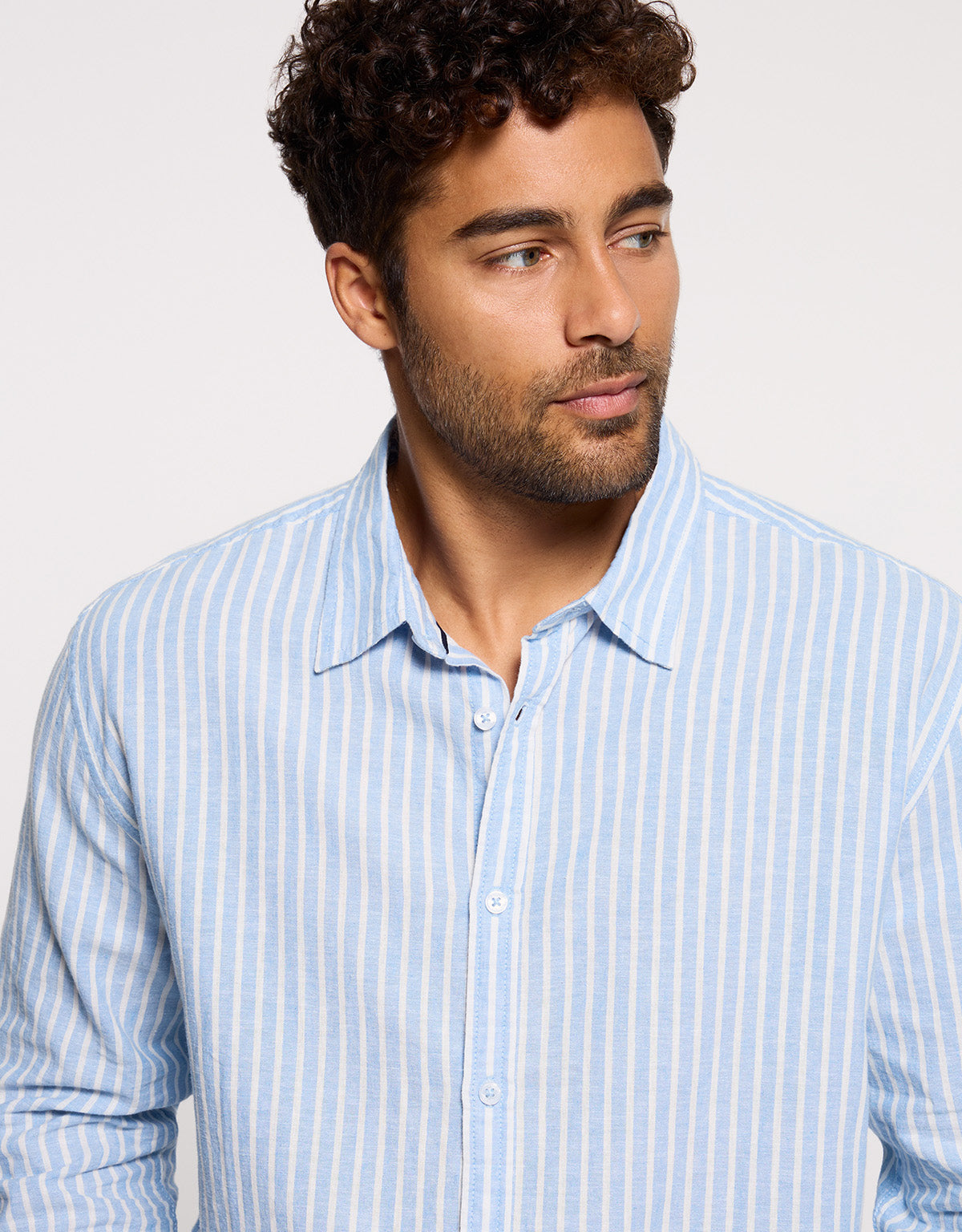 Camisa Rayas Manga Larga Azul - Ciclone 2