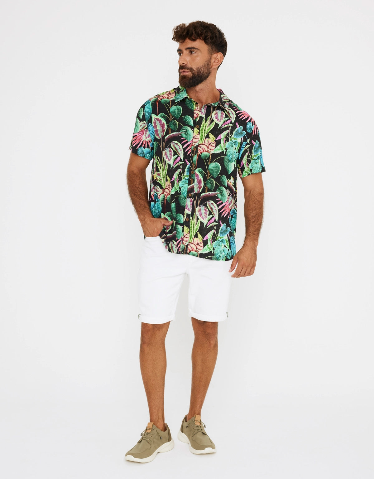 Camisa Manga Corta Estampado Tropical - Pirace