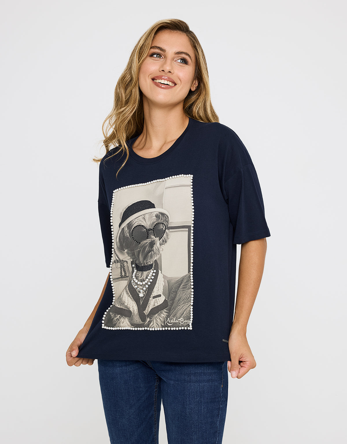 Camiseta Manga Corta Estampado Azul Marino - Pecoco 