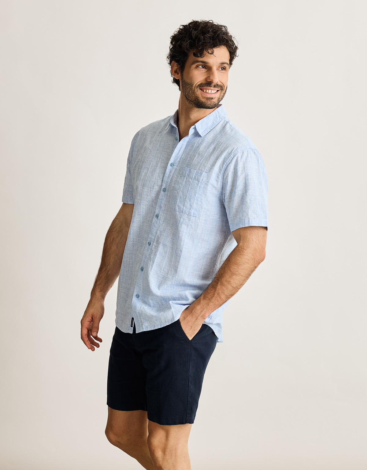 Camisa Manga Corta Azul Claro - Nocam