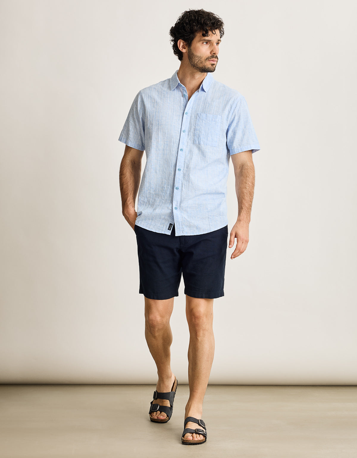 Camisa Manga Corta Azul Claro - Nocam 8