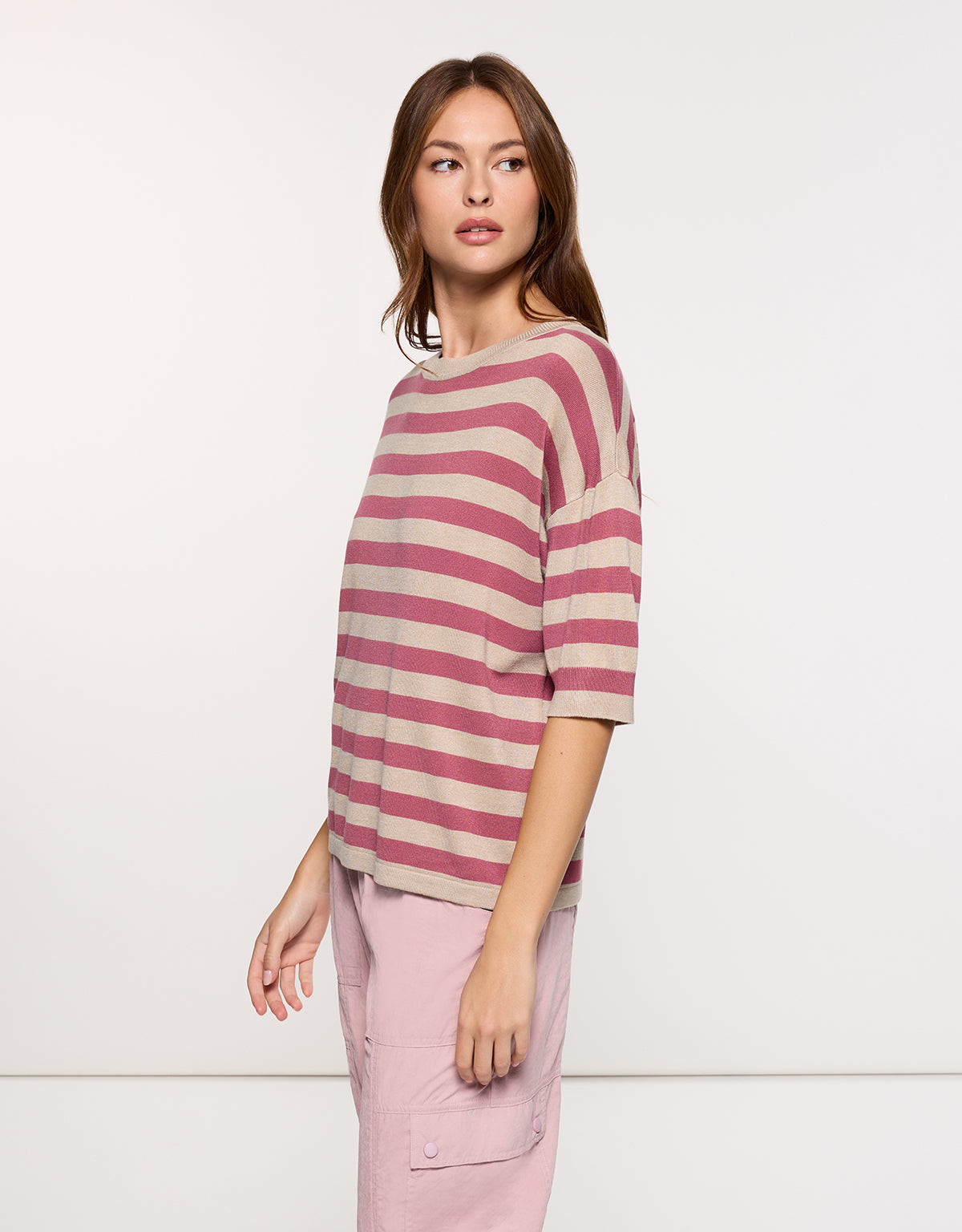 Jersey Manga Corta Rosa Rayas - Krekla 3