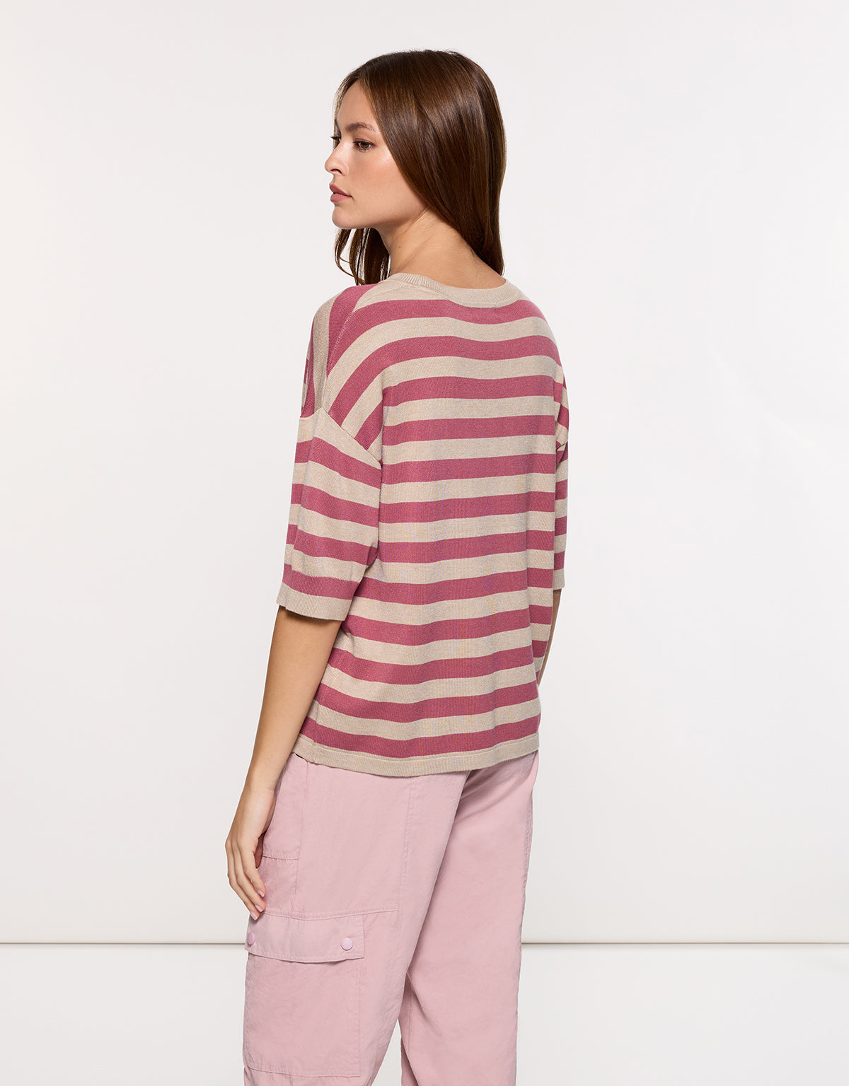 Jersey Manga Corta Rosa Rayas - Krekla 4