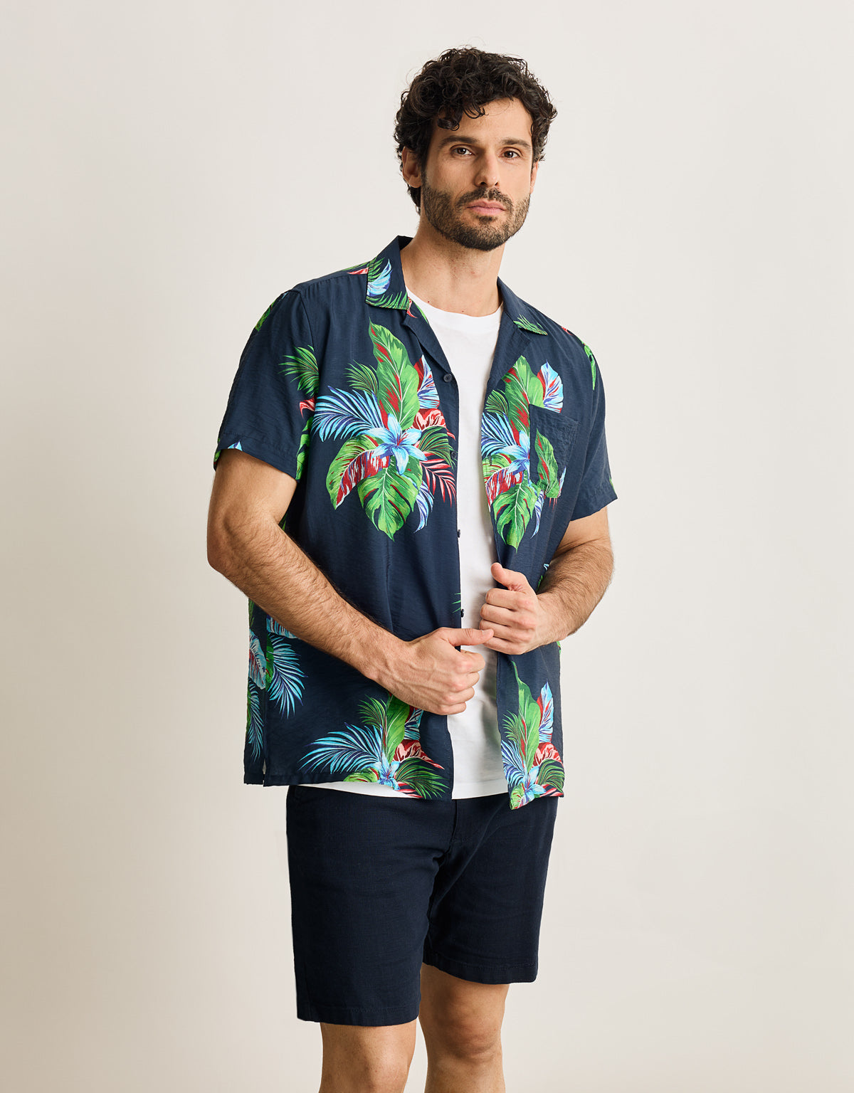 Camisa Manga Corta Azul Marino - Cattaneo