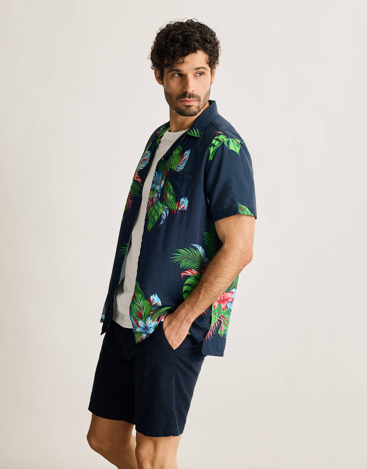 Camisa Manga Corta Azul Marino - Cattaneo 4