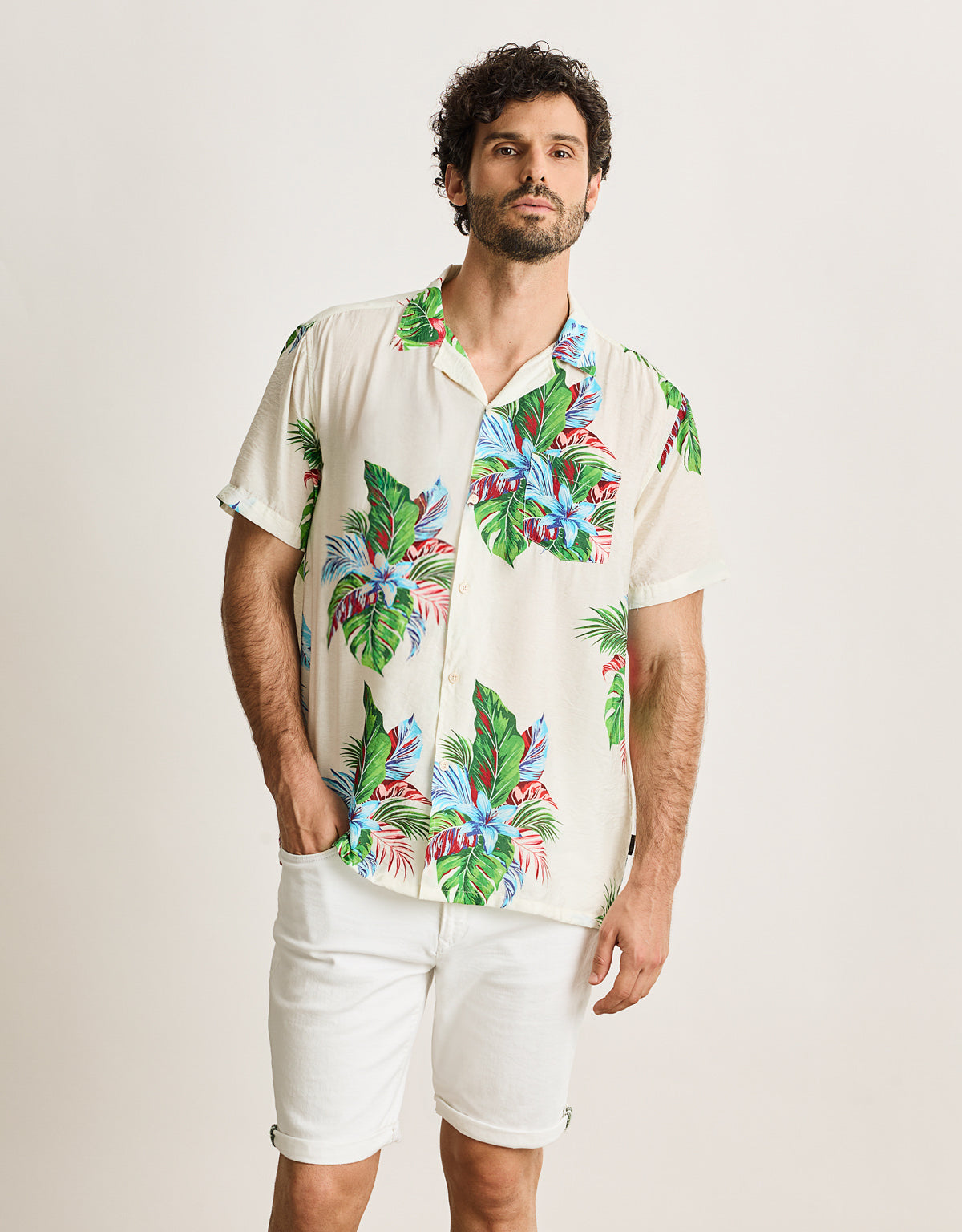 Camisa Manga Corta Beige - Cattaneo