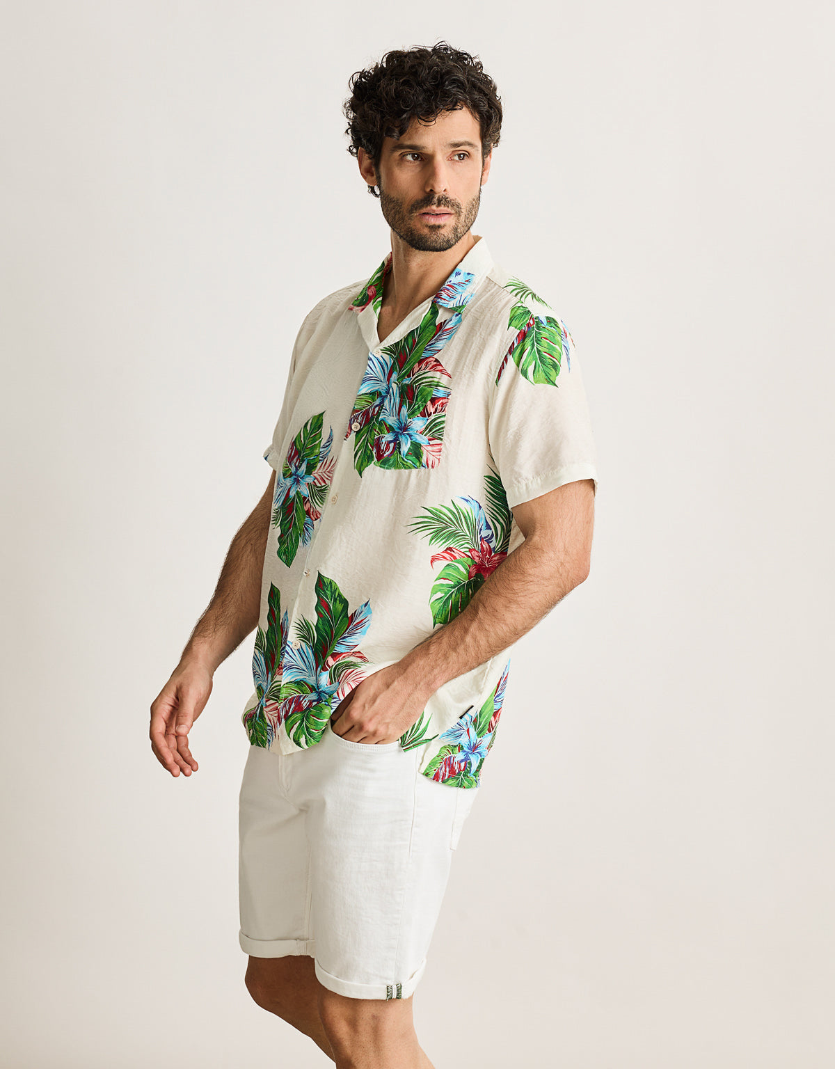 Camisa Manga Corta Beige - Cattaneo 4