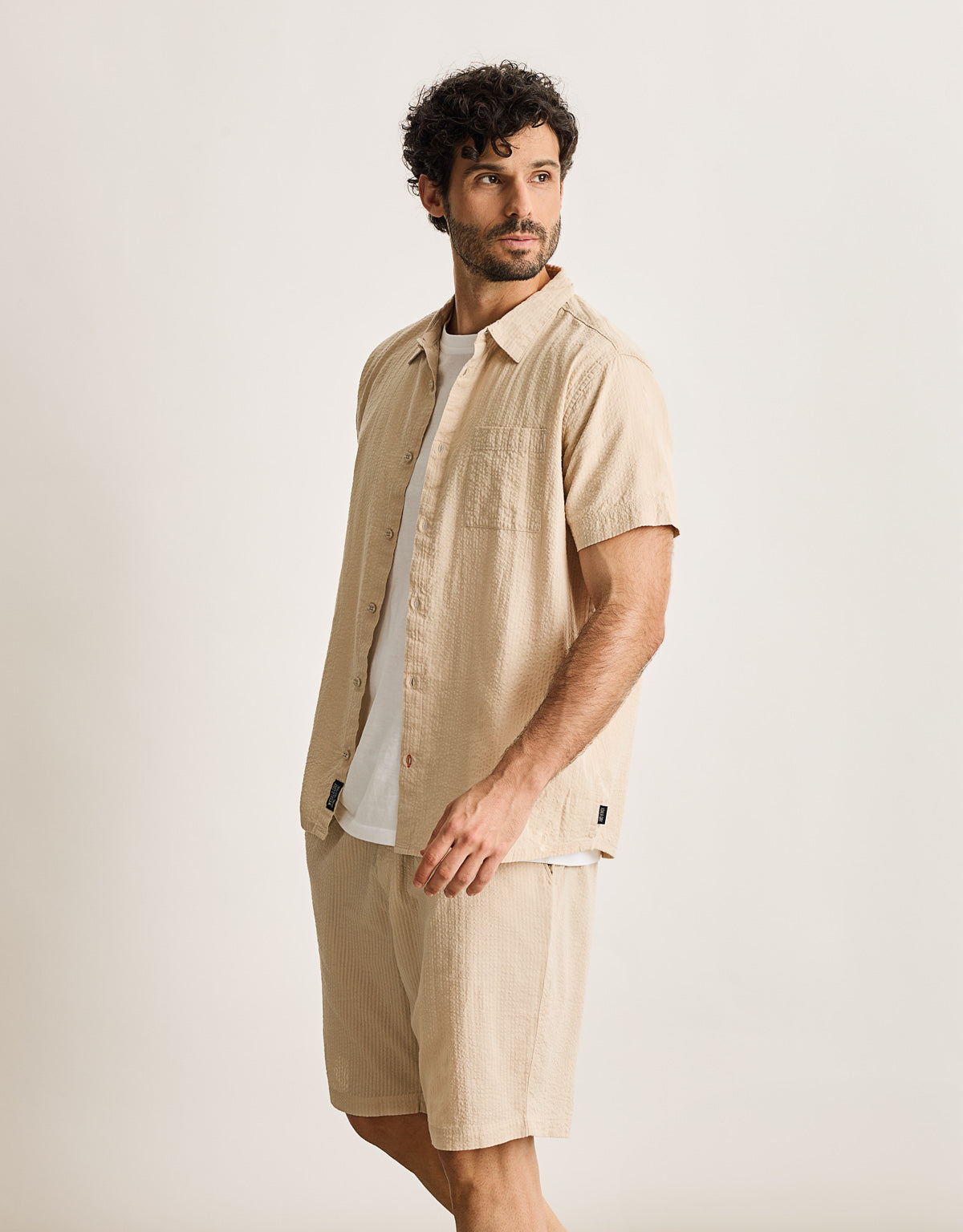 Camisa Manga Corta Beige - Buzzed 4