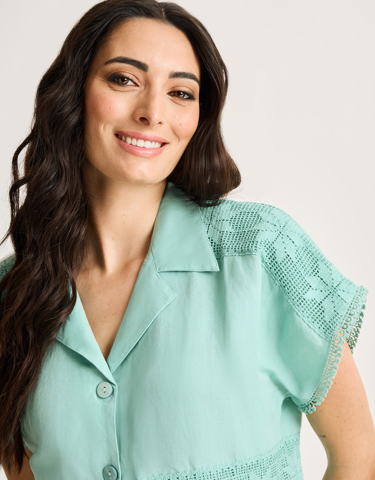 Camisa Manga Corta Turquesa - Buna 2