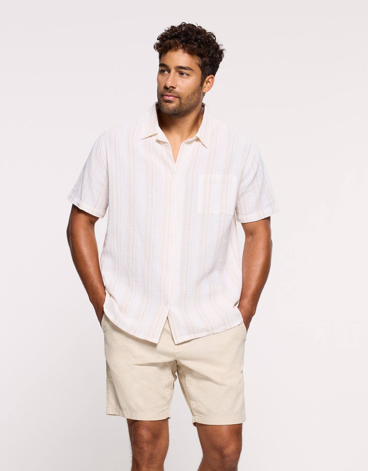 Camisa Manga Corta Beige - Brisban