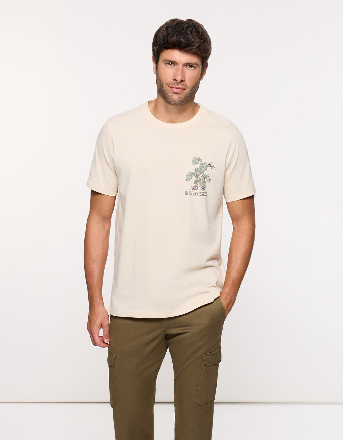 Camiseta Manga Corta Beige - Brais 2
