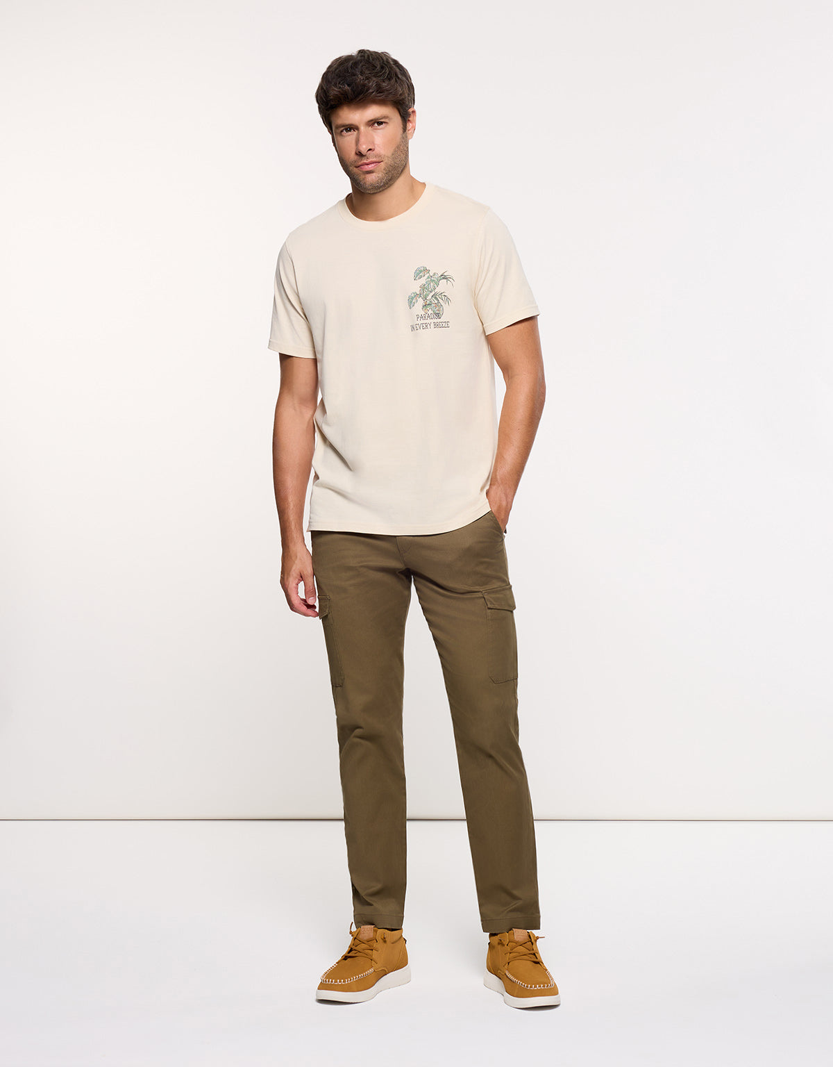 Camiseta Manga Corta Beige - Brais 8