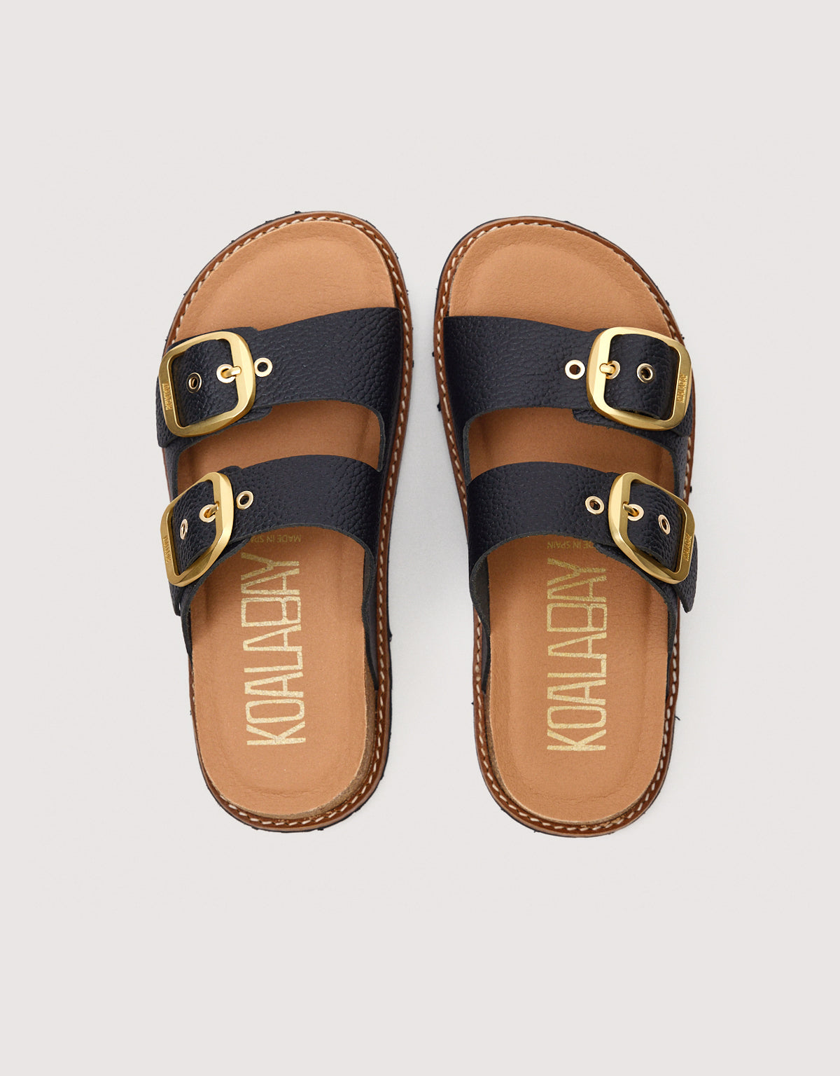 Black Bio Leather Wedge Sandal - Sintran