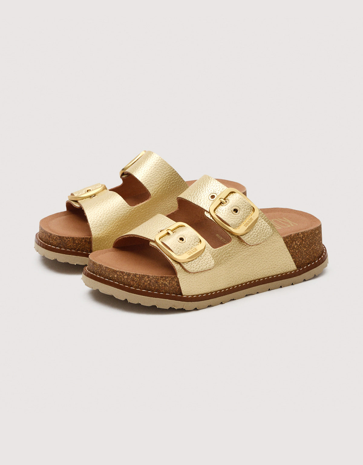 Bio Leather Gold Sandal with Wedge - Sintran