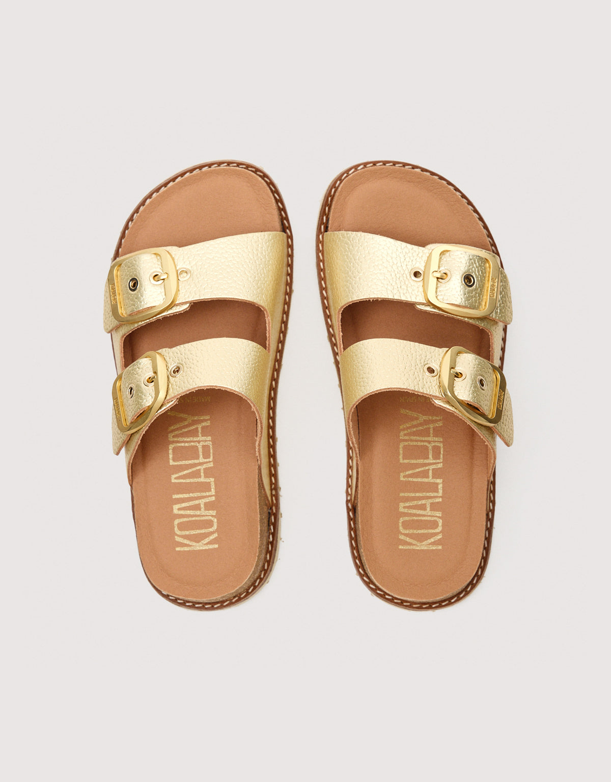 Bio Leather Gold Sandal with Wedge - Sintran