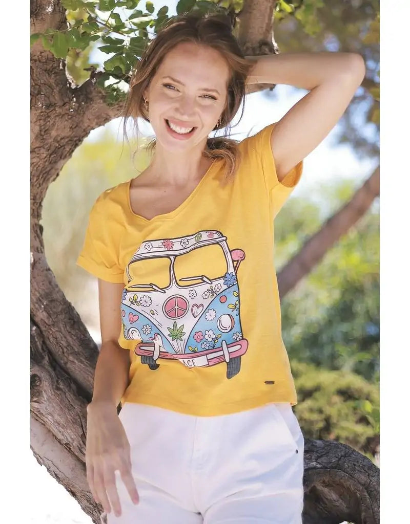 Camiseta Manga Corta Caravana Naranja by Koala Bay